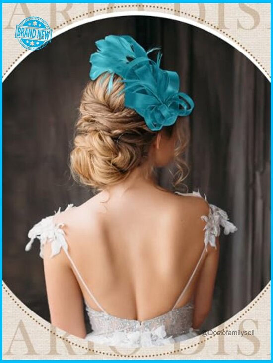8 Piece Fascinator Hat Set with Feathers and Flowers for Weddings and Tea